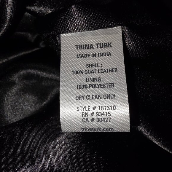 Trina Turk Black Goat Leather Zip Front Sheath Dress Size 4 NWT - Picture 4 of 8